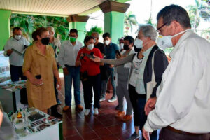 En el Inivit, explicándole al teólogo brasileño Frei Betto, representante de la FAO en Cuba, las bondades de la yuca, llamada a convertirse en uno de los alimentos más preciados del planeta en este siglo xxi. (Foto: Carlos Rodríguez Torres) En el Inivit, explicándole al teólogo brasileño Frei Betto, representante de la FAO en Cuba, las bondades de la yuca, llamada a convertirse en uno de los alimentos más preciados del planeta en este siglo xxi. (Foto: Carlos Rodríguez Torres)